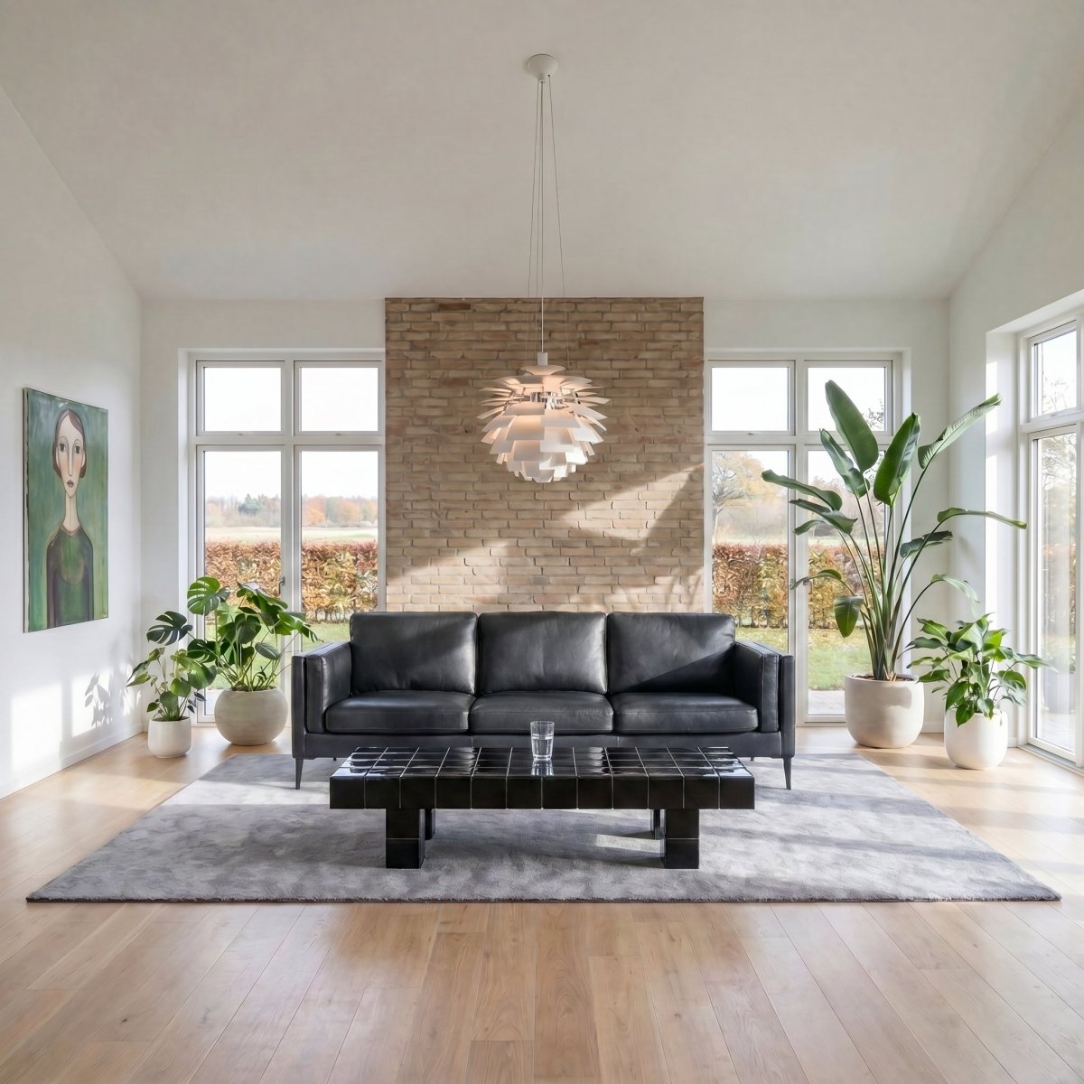 3-Sitzer Ledersofa - Echtleder Schwarz