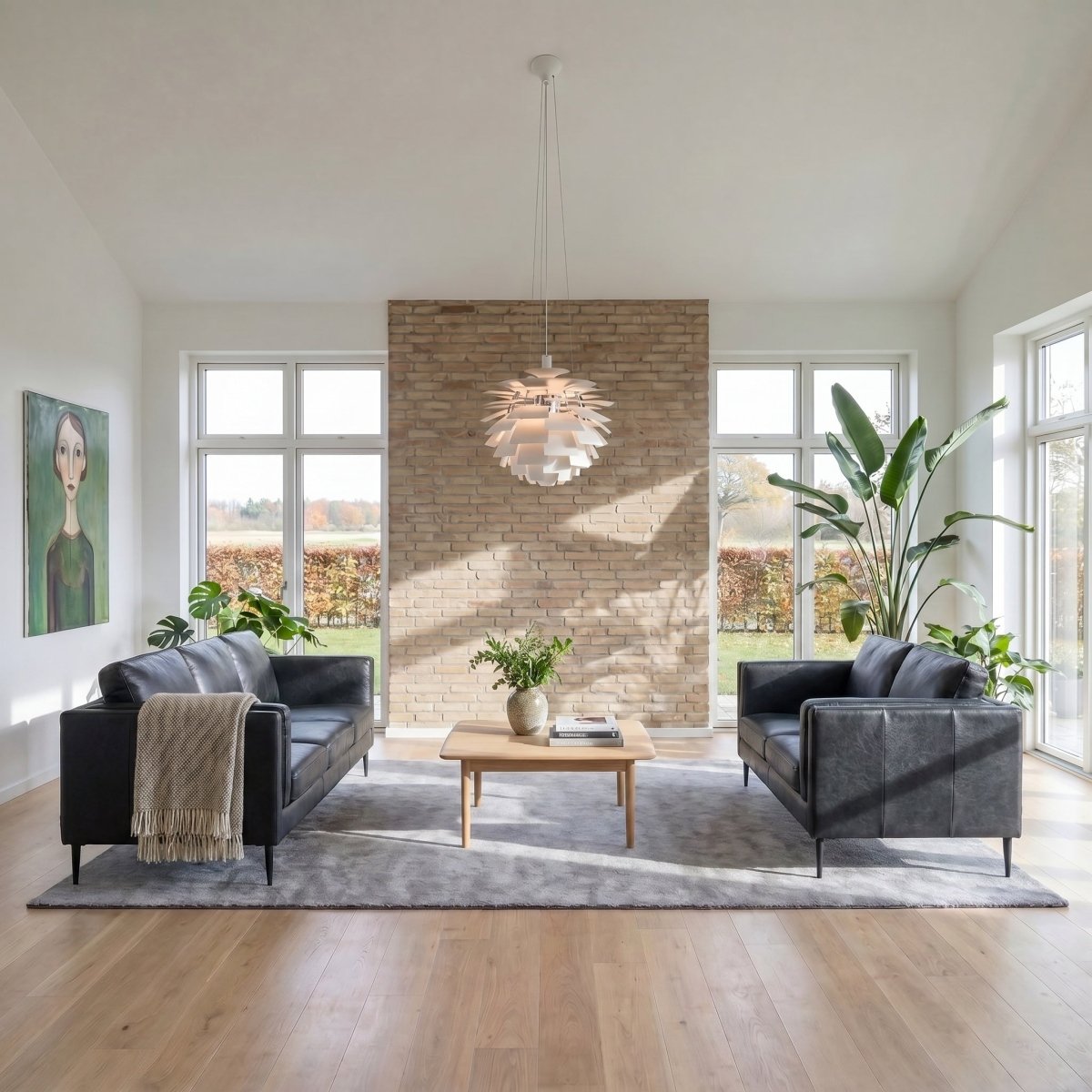 3-Sitzer Ledersofa - Echtleder Schwarz