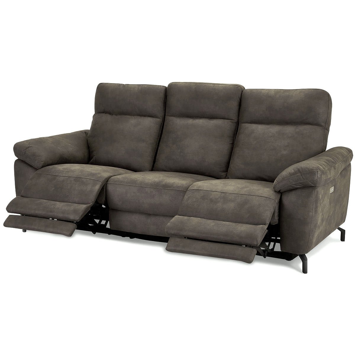 Elektrisches 3-Sitzer Relaxsofa Selesta - Stoff Taupe mit USB