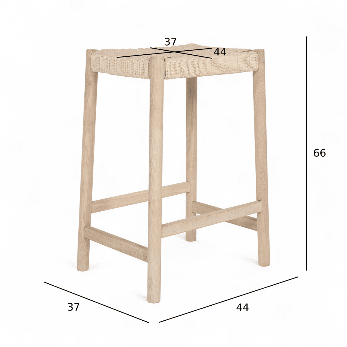 3er Set Barhocker Ida mit Geflechtsitz - Eiche bianco