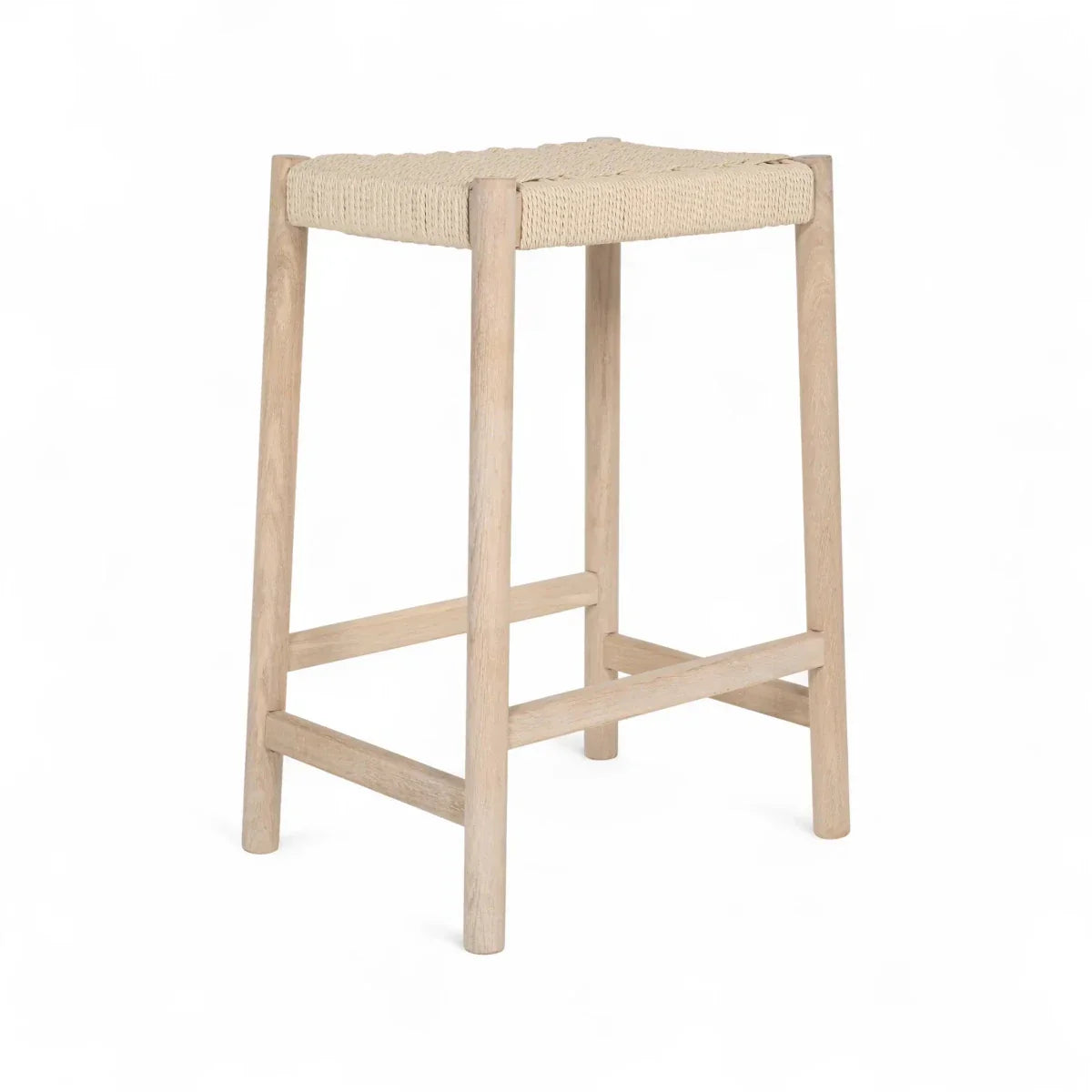 4er Set Barhocker Ida mit Geflechtsitz - Eiche bianco
