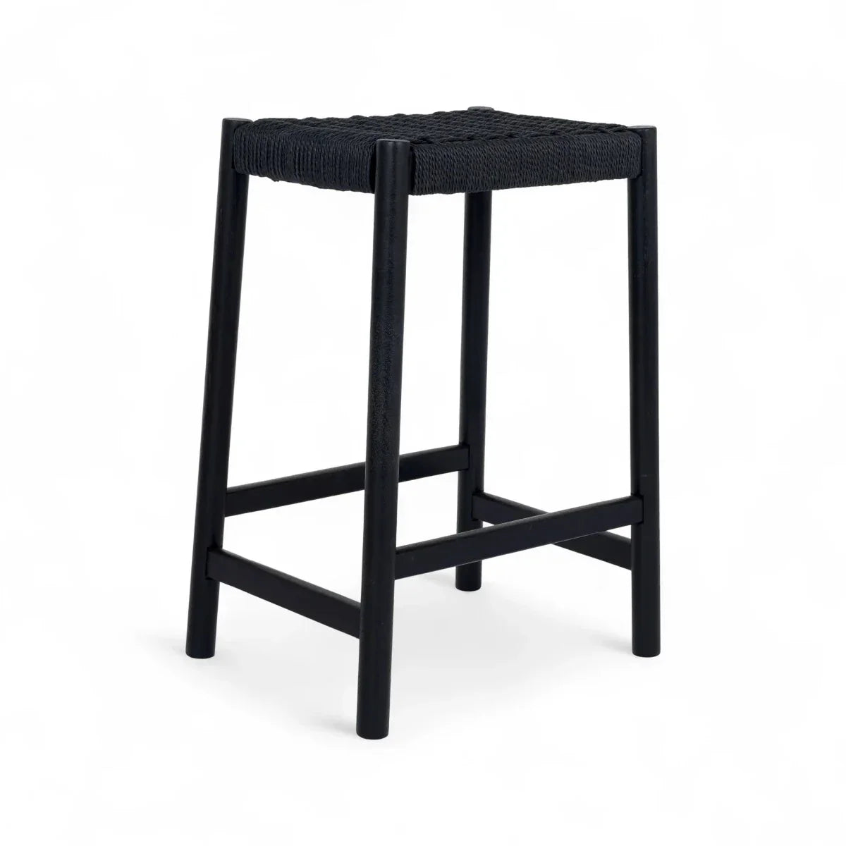Barhocker Ida mit Geflechtsitz - Schwarz/Schwarz