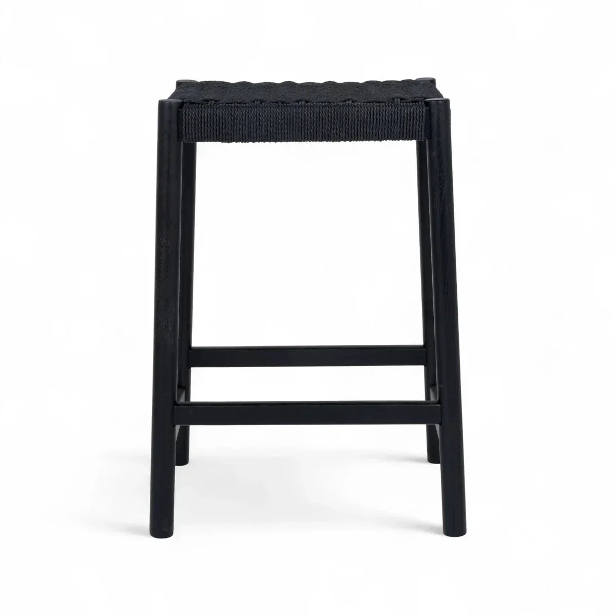 3er Set Barhocker Ida mit Geflechtsitz - Schwarz