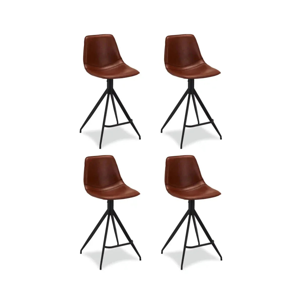 4er Set Barhocker Isabel - Drehbar - Cognacbraun