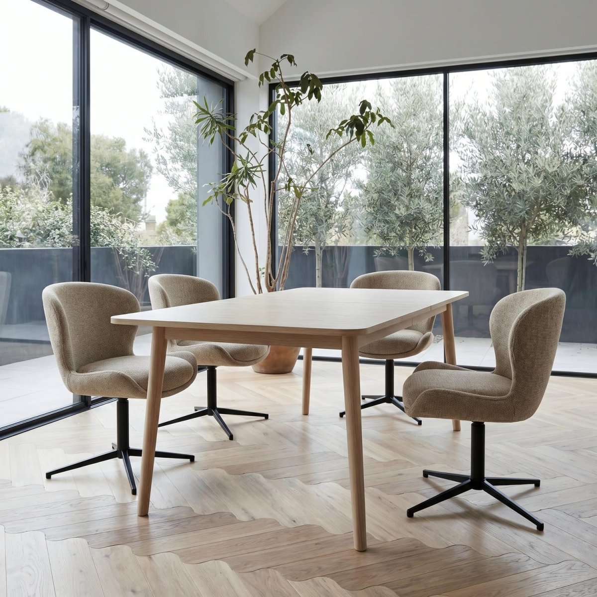 4er Set Esszimmerstühle - Drehbar - Beige