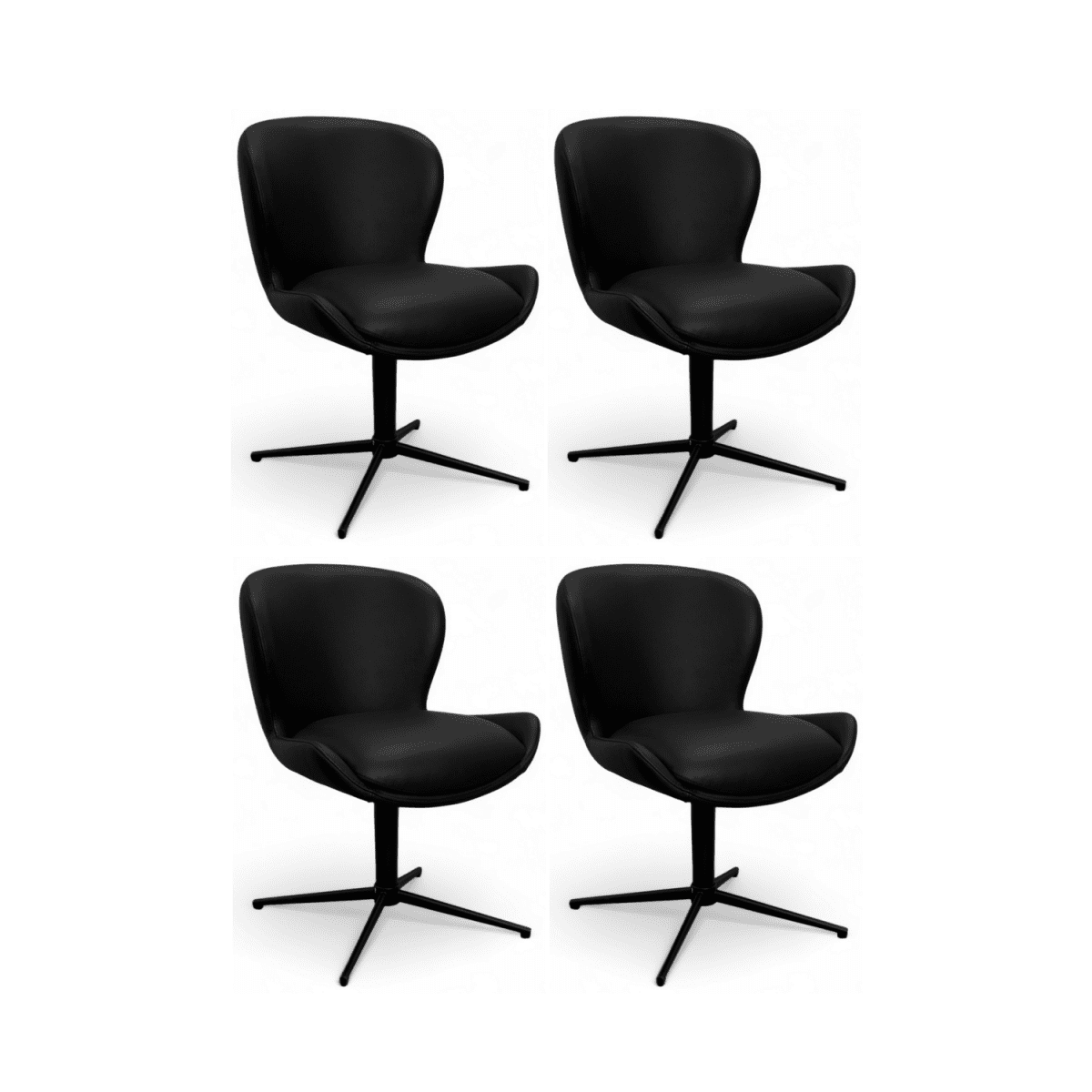 4er Set Esszimmerstühle - Drehbar - Schwarz