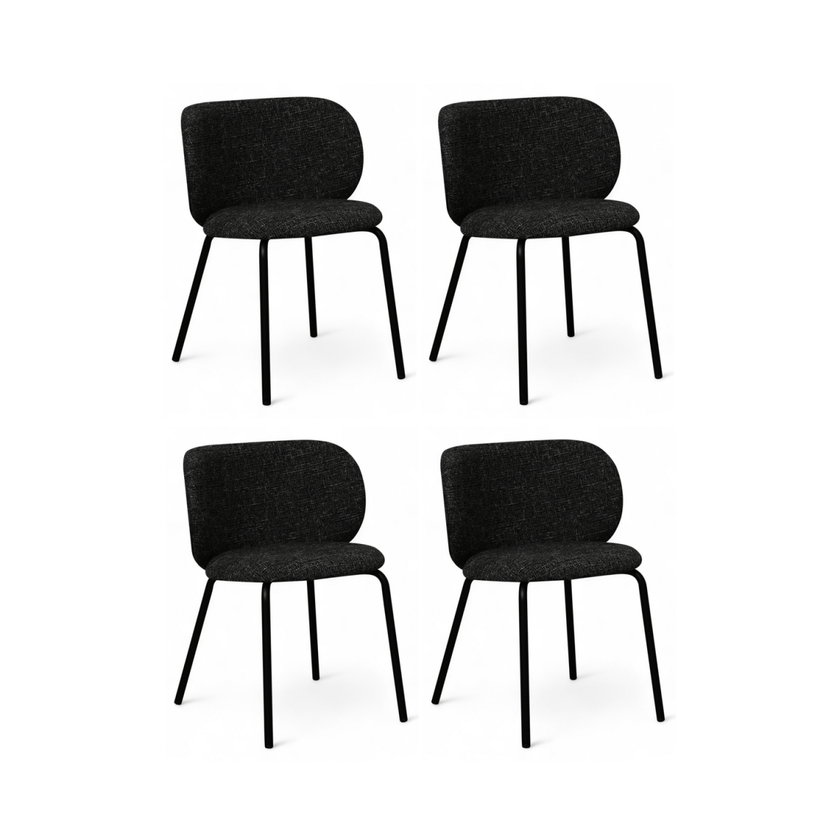 4er Set Esszimmerstühle - Schwarz