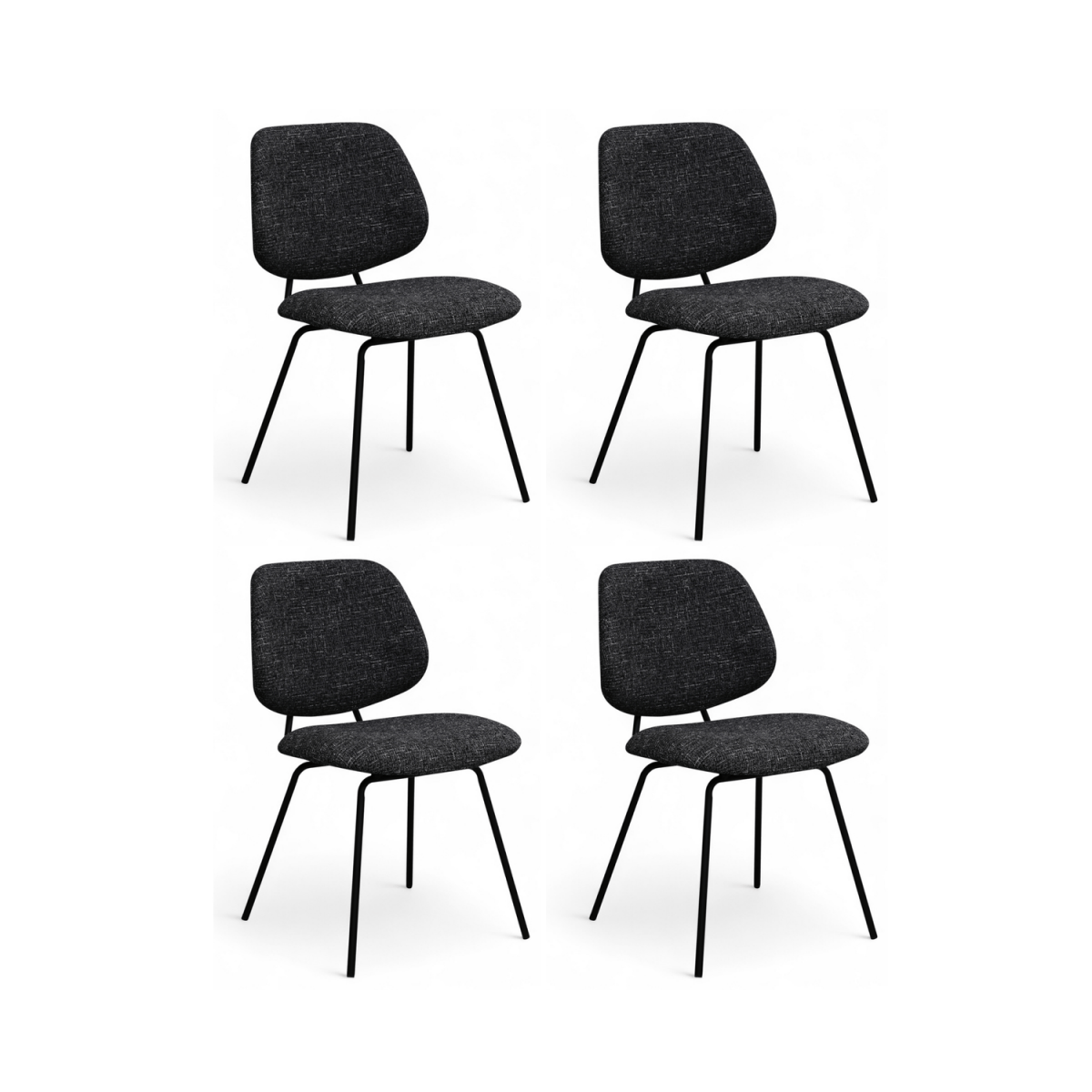 4er Set Esszimmerstühle - Schwarz