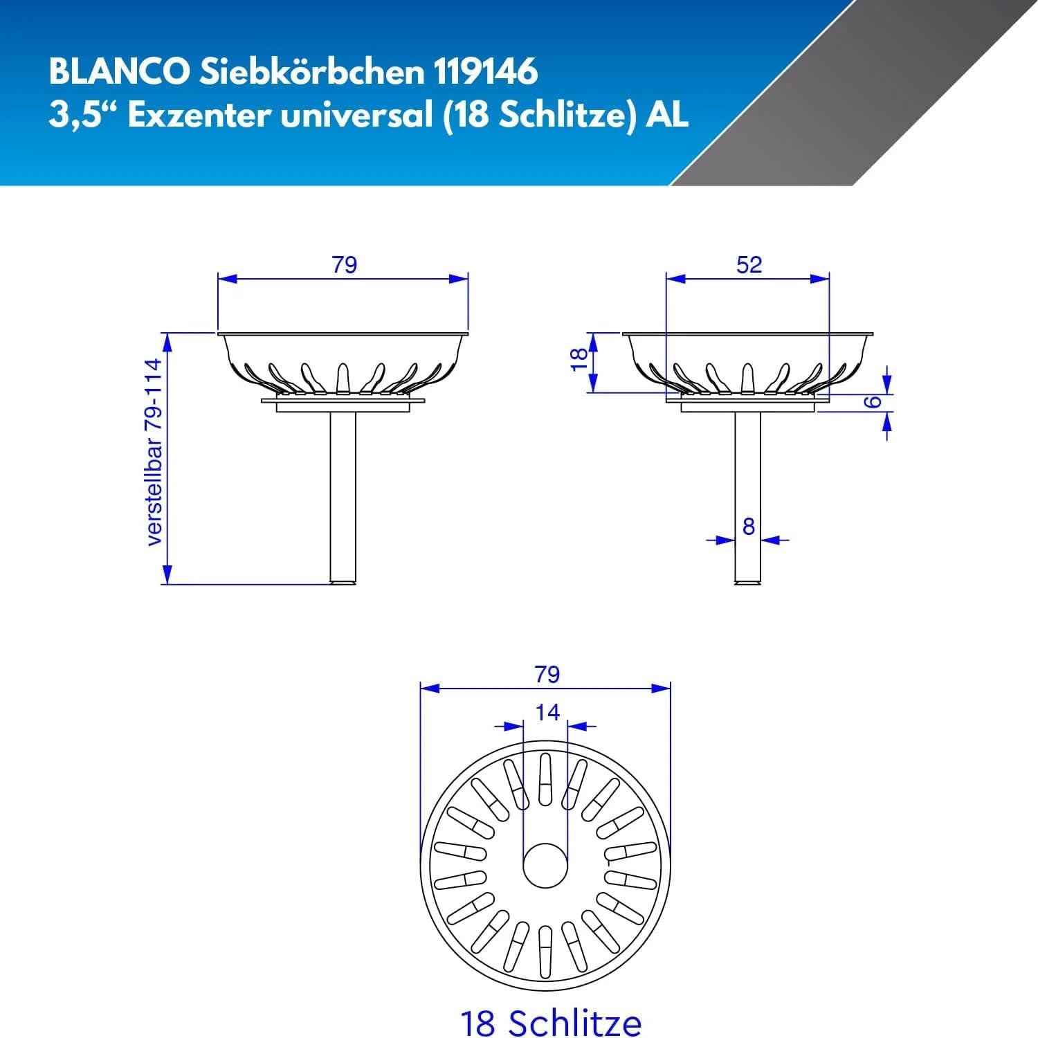 Blanco Siebkörbchen 18 Schlitze 3,5" Excenter 119146