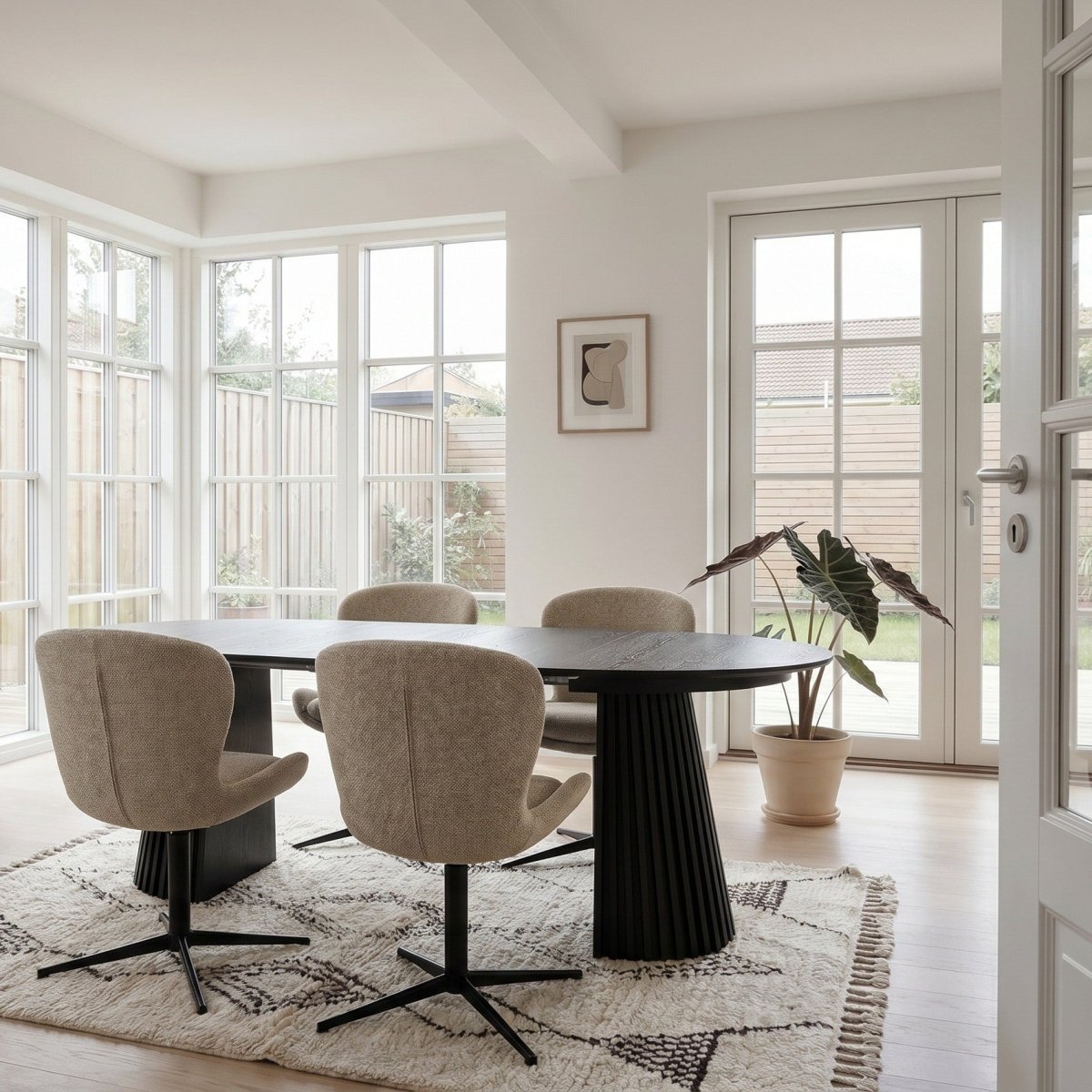 6er Set Esszimmerstühle Nicklas - Drehbar - Beige