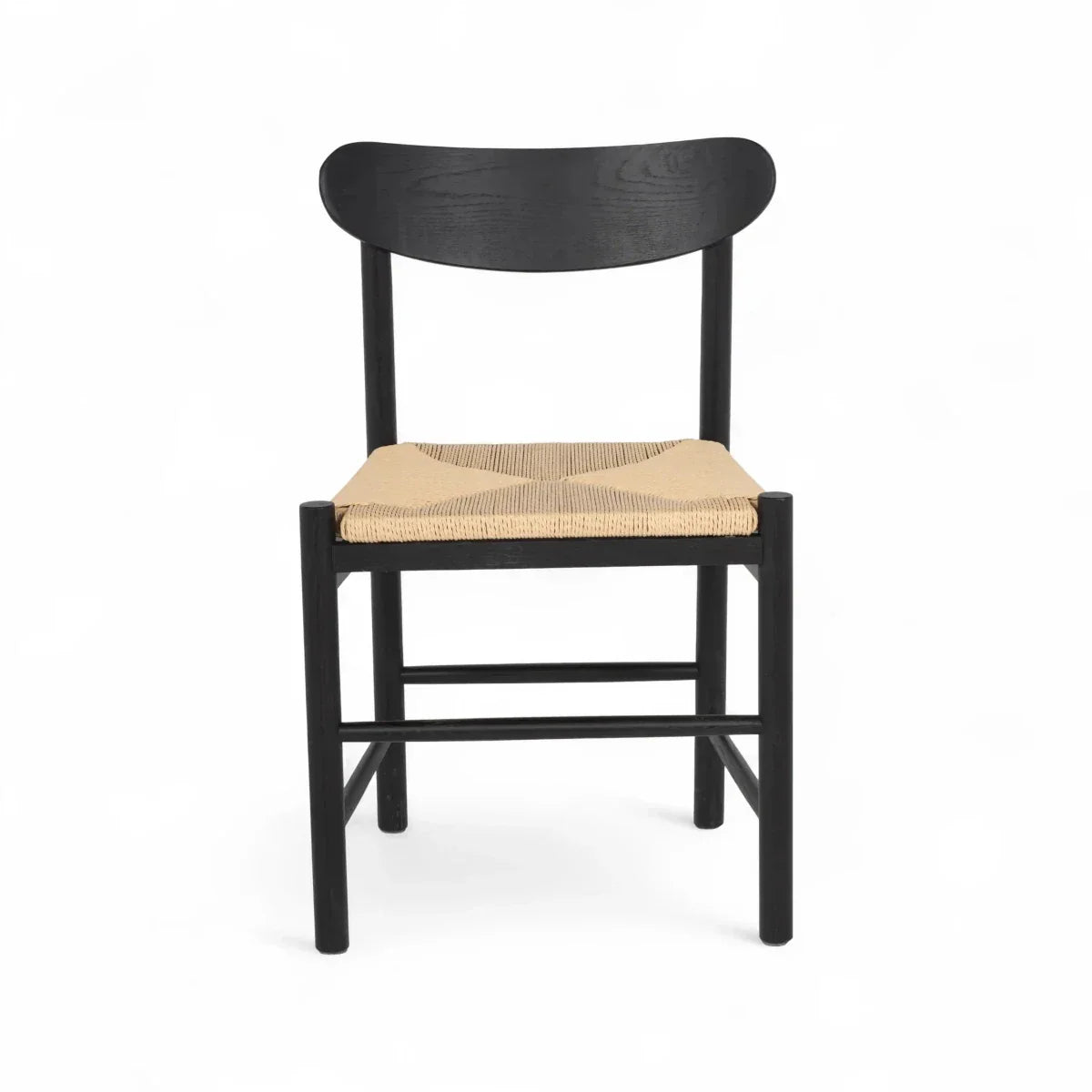 2er Set Esszimmerstühle Malou mit Geflechtsitz - Schwarz