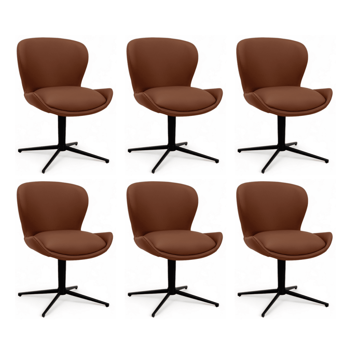 6er Set Esszimmerstühle Nicklas - Drehbar - Dunkelbraun