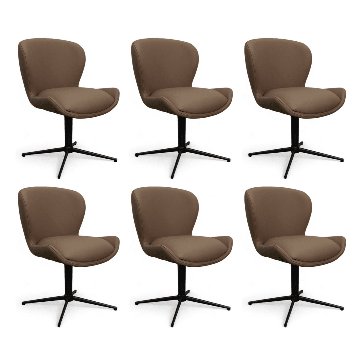 6er Set Esszimmerstühle Nicklas - Drehbar - Taupe