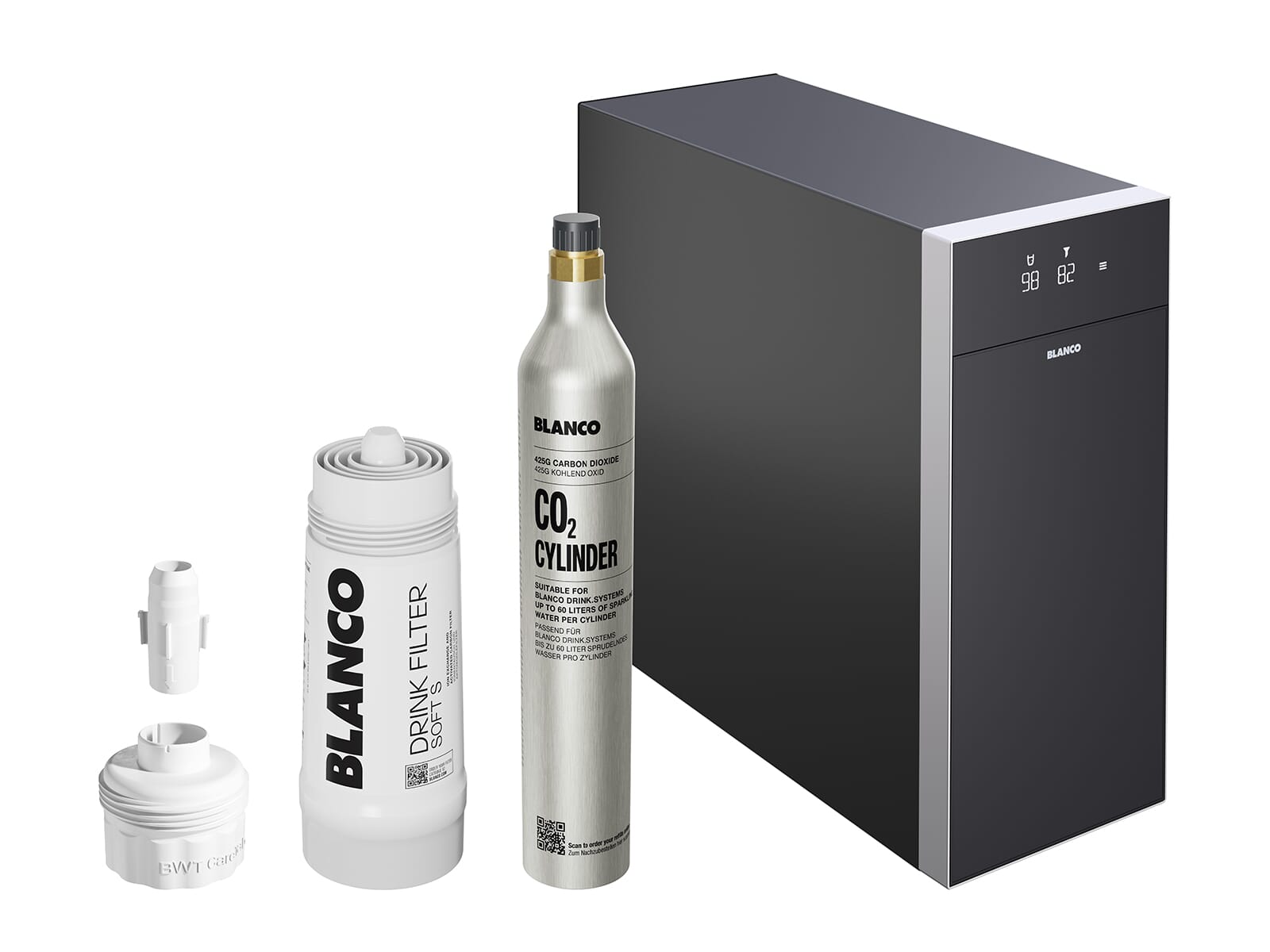 Blanco Set Trinkwasserarmatur Choice Icona Edelstahl gebürstet + Kühl- und Karbonisierungseinheit Choice.All