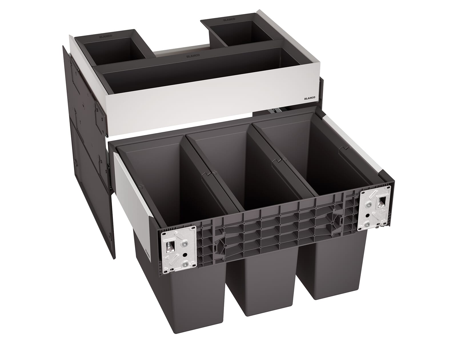 BLANCO Einbaumülleimer Select II 60/3 Orga, 526209, ab 60cm Schrankbreite, Kunststoff, 3x 15 Liter