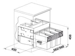 BLANCO Einbaumülleimer Select II 60/3 Orga, 526209, ab 60cm Schrankbreite, Kunststoff, 3x 15 Liter