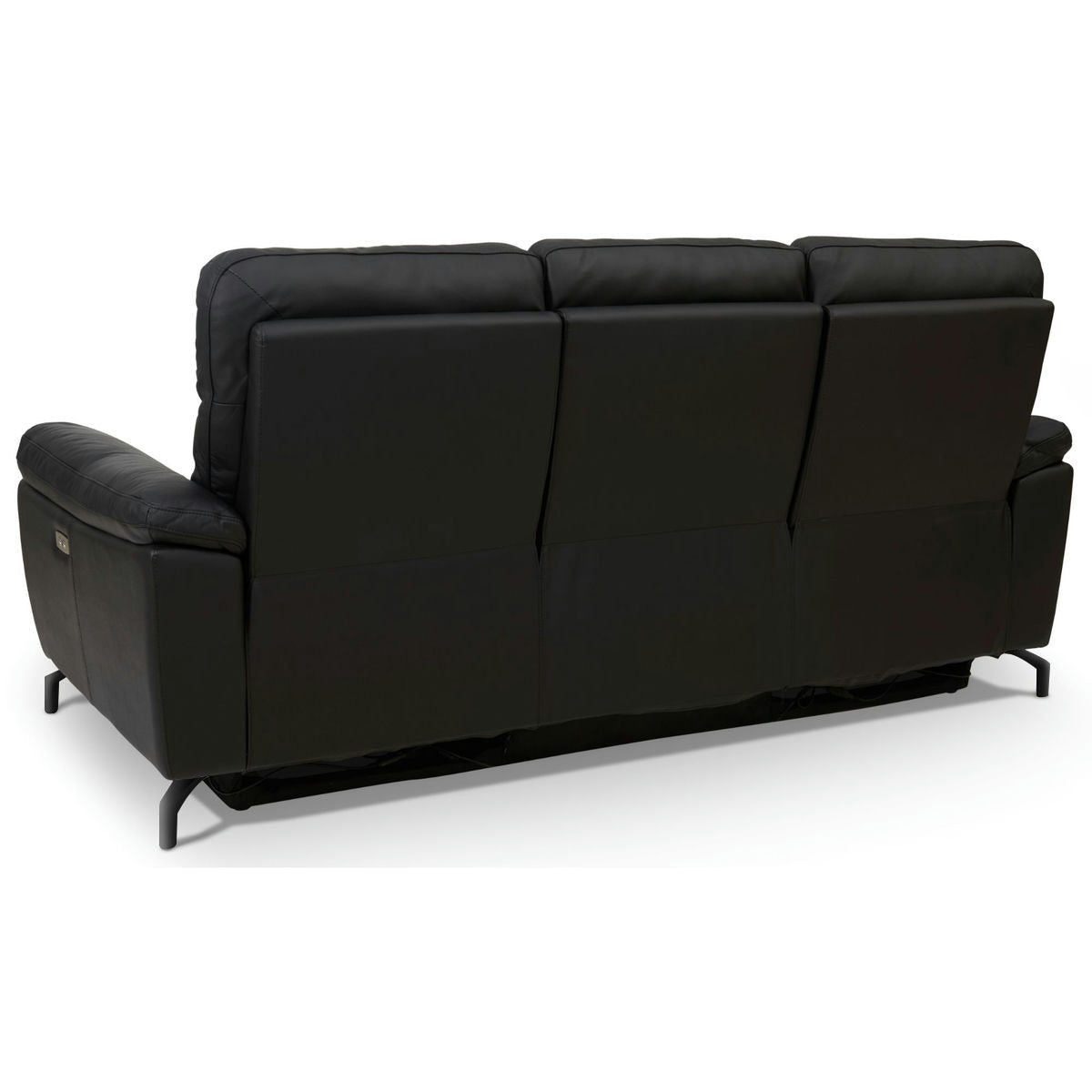 Couchgarnitur 3+2 - mit Elektrische Relaxfunktion, USB - Lederbezug Schwarz