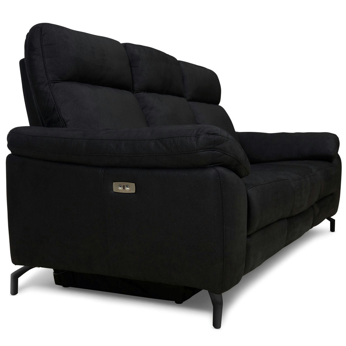 Couchgarnitur 3+2 - mit Elektrische Relaxfunktion, USB - Stoffbezug Schwarz