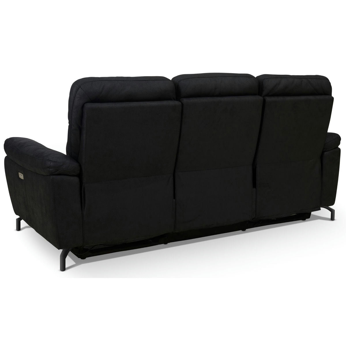 Couchgarnitur 3+2 - mit Elektrische Relaxfunktion, USB - Stoffbezug Schwarz
