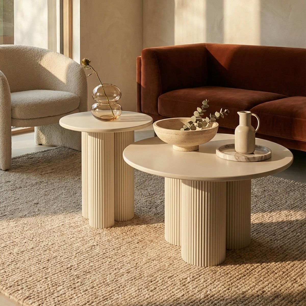 Couchtisch 2er Set ø50/80 cm - Weiß