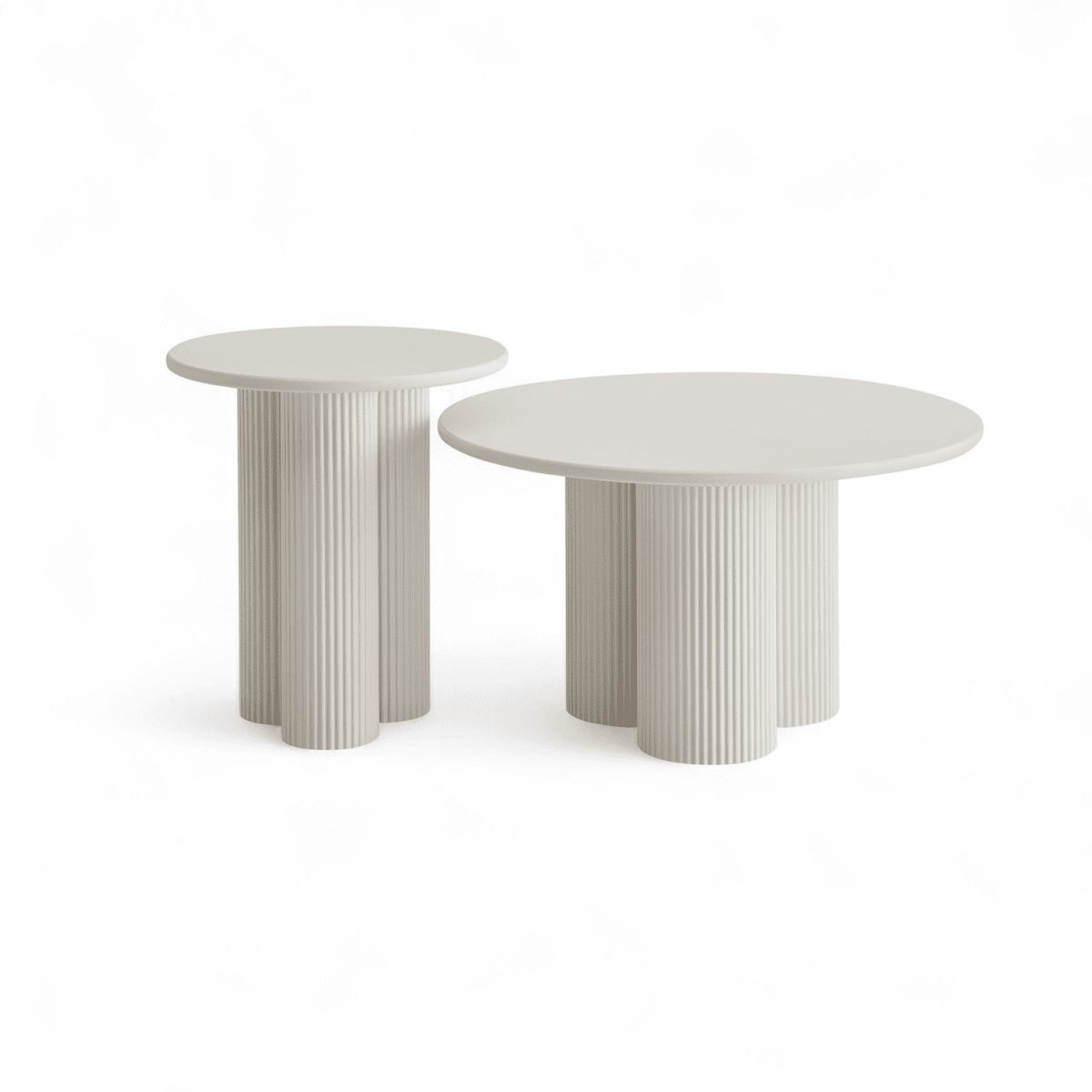 Couchtisch 2er Set ø50/80 cm - Weiß
