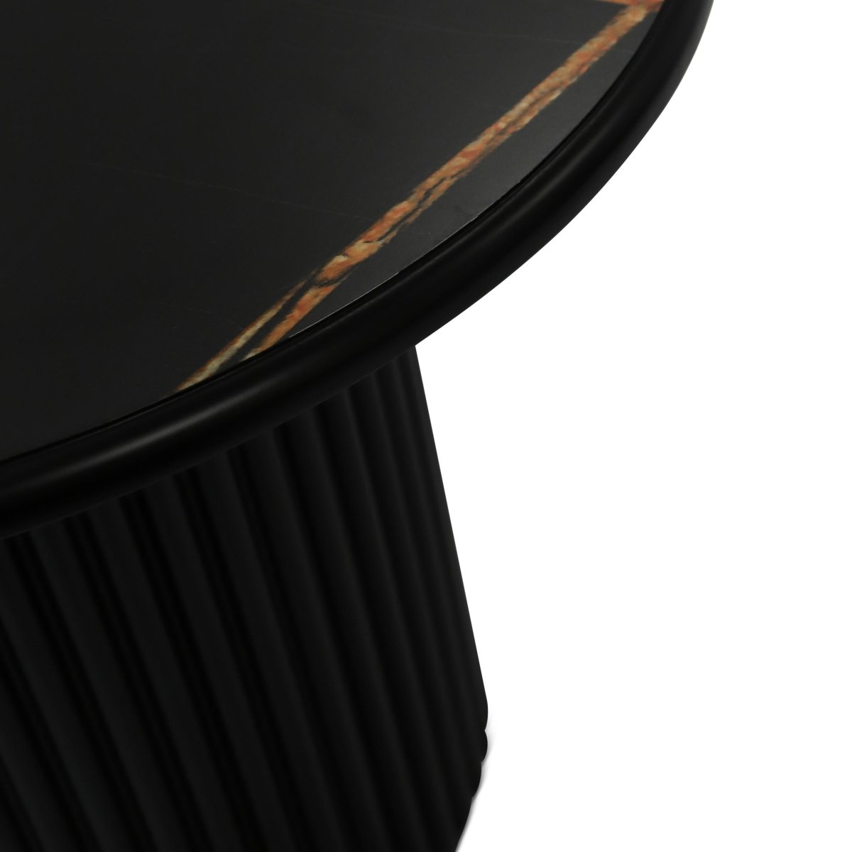 Couchtisch 2er Set ø60/80 cm - Marmoroptik & Lamellenoptik Schwarz