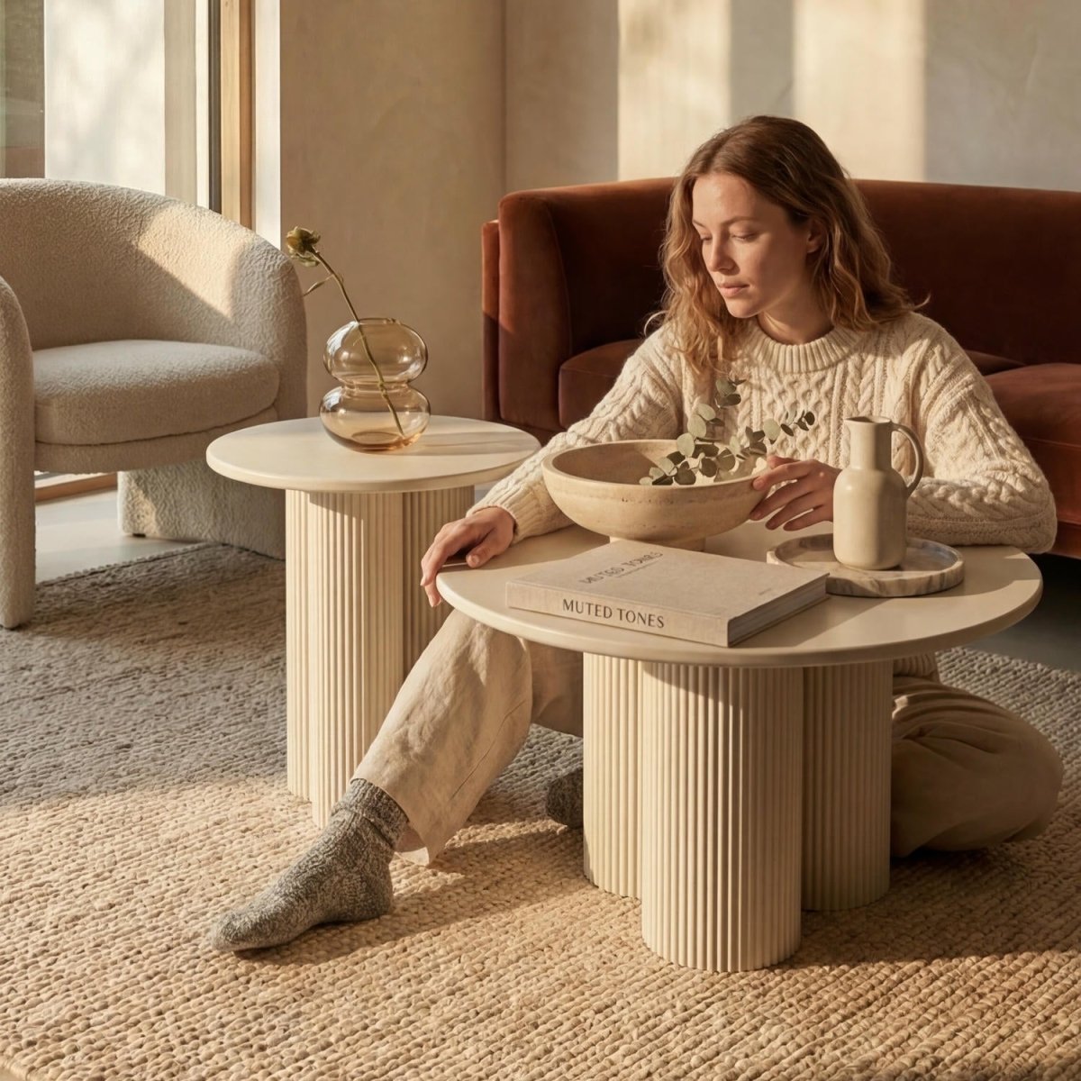 Couchtisch 2er Set ø50/80 cm - Weiß