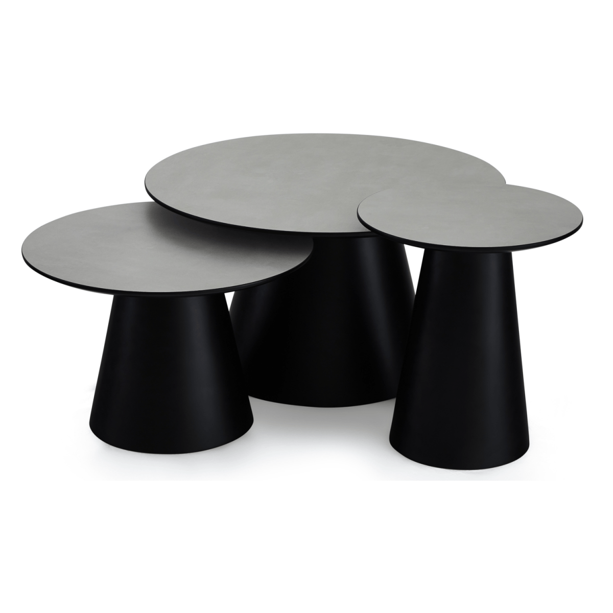 Couchtisch 3er Set ø80/60/45 cm - Marmoroptik Hellgrau