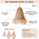 Raffia Boho Lampenschirm – Hängelampe – Pendelleuchte – handgewebte Deckenleuchte mit langen Fransen (3 Größen Ø 30/40/50 cm) KALIMA