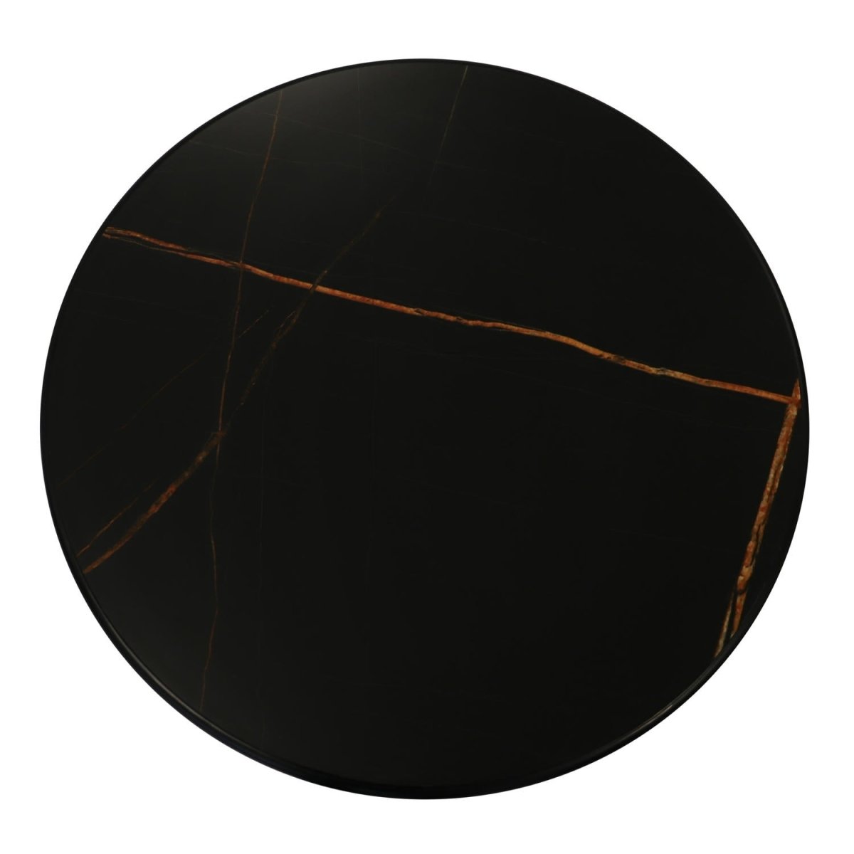 Couchtisch Rund ø60 cm - Marmoroptik & Lamellenoptik Schwarz