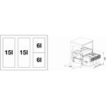 BLANCO Einbaumülleimer Select II 60/4 Orga, 526211, 60cm Schrankbreite, Kunststoff, 2x 15 & 2x 6 Liter