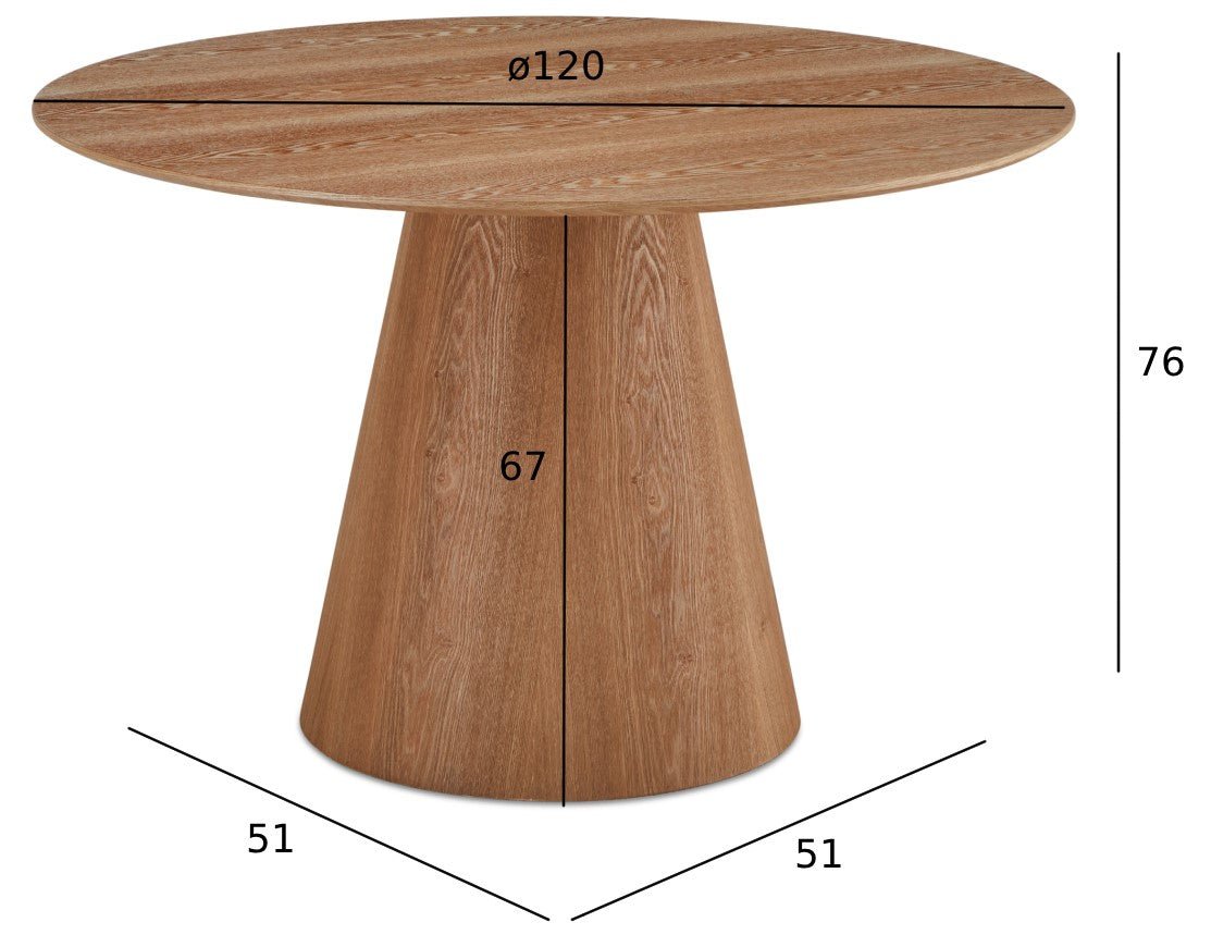 Essgruppe mit 4 Stühle und Esstisch - ø120 cm Wildeiche
