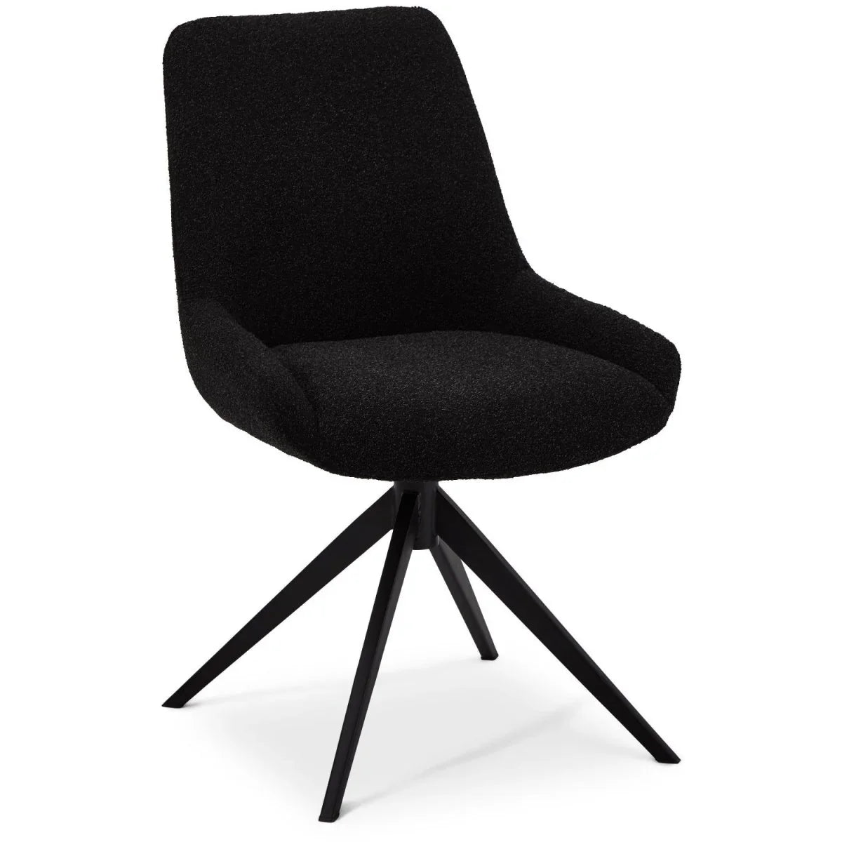 FURNHOUSE Helena Esszimmerstühle 2er Set - Drehbar, Bouclé-Stoff Schwarz