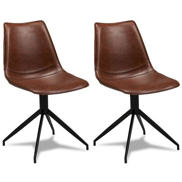 FURNHOUSE Isabel Esszimmerstühle 2er Set - Drehbar, Kunstleder Cognac Braun