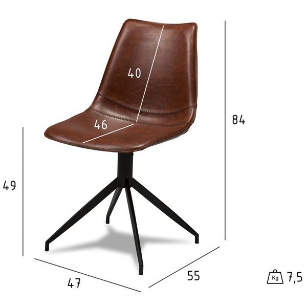 2er Set Esszimmerstühle - Drehbar - Cognac Braun