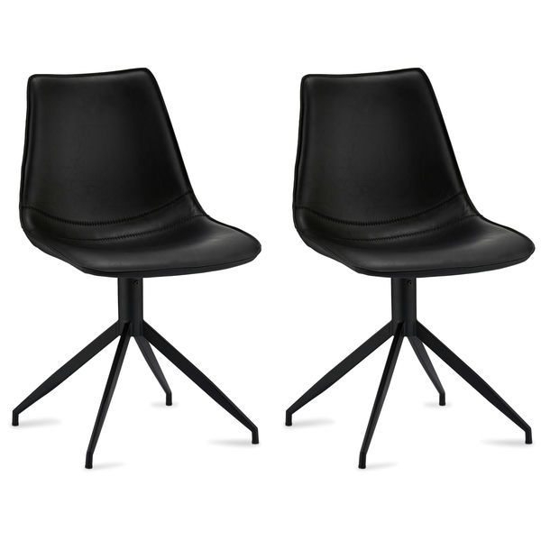 2er Set Esszimmerstühle - Drehbar - Schwarz