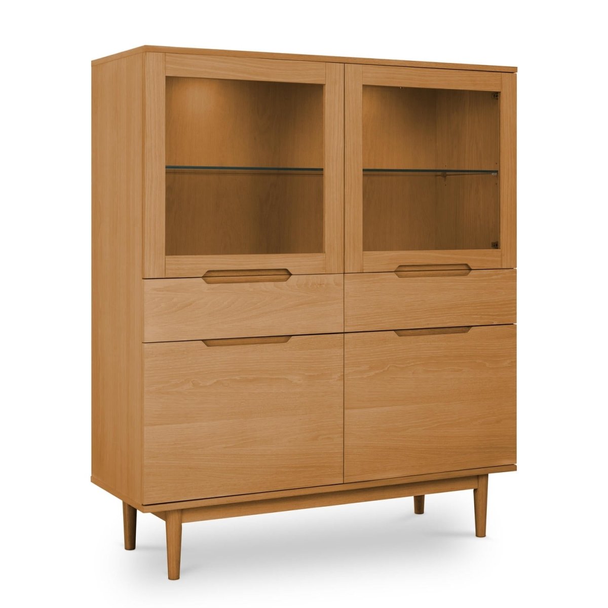 Highboard mit LED-Beleuchtung - 124 cm breit - Wildeiche