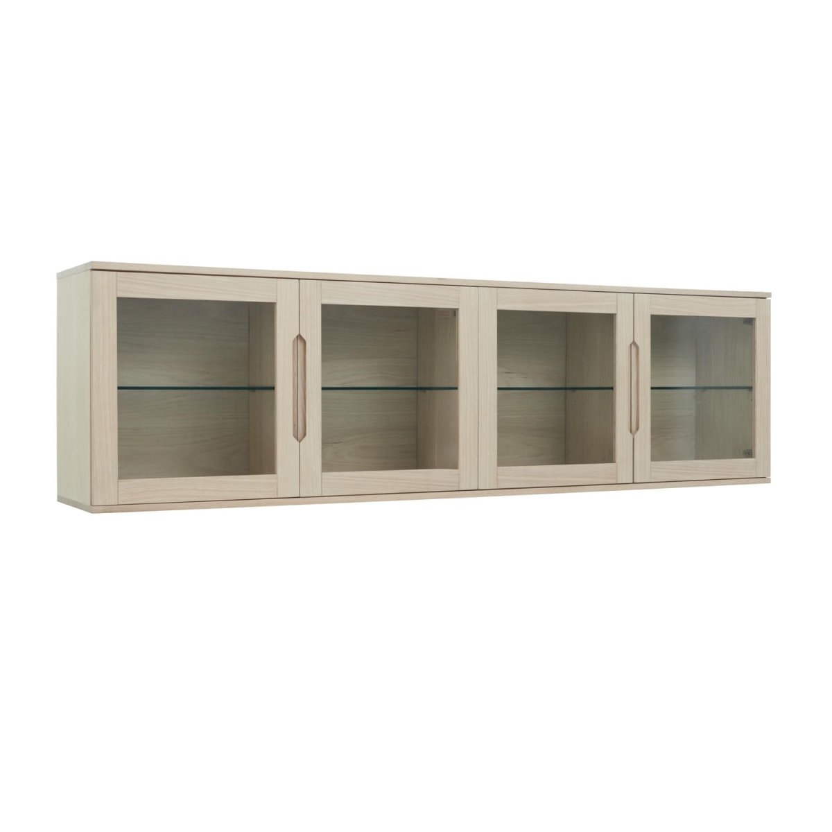 Wandschrank mit LED-Beleuchtung - 213 cm breit - Eiche bianco