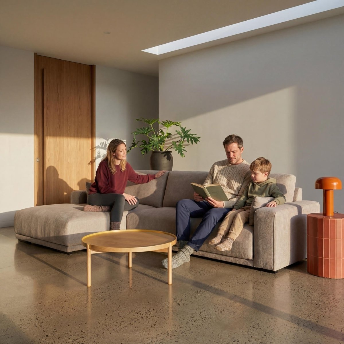 L-Form Ecksofa Links - Stoffbezug Beige