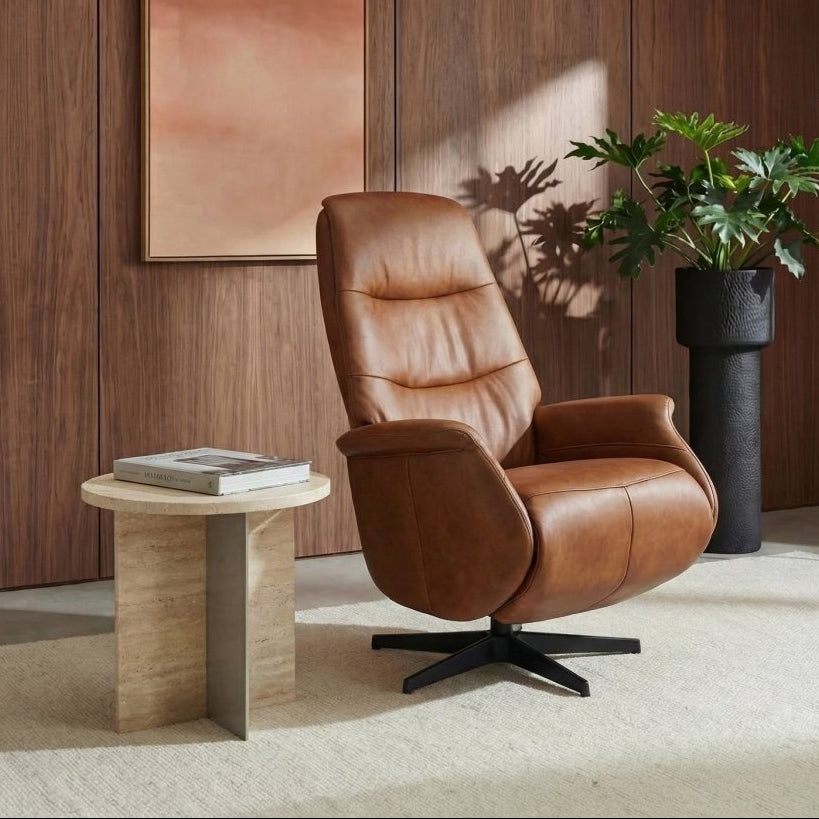 Manueller Relaxsessel - Echtleder Cognac Braun