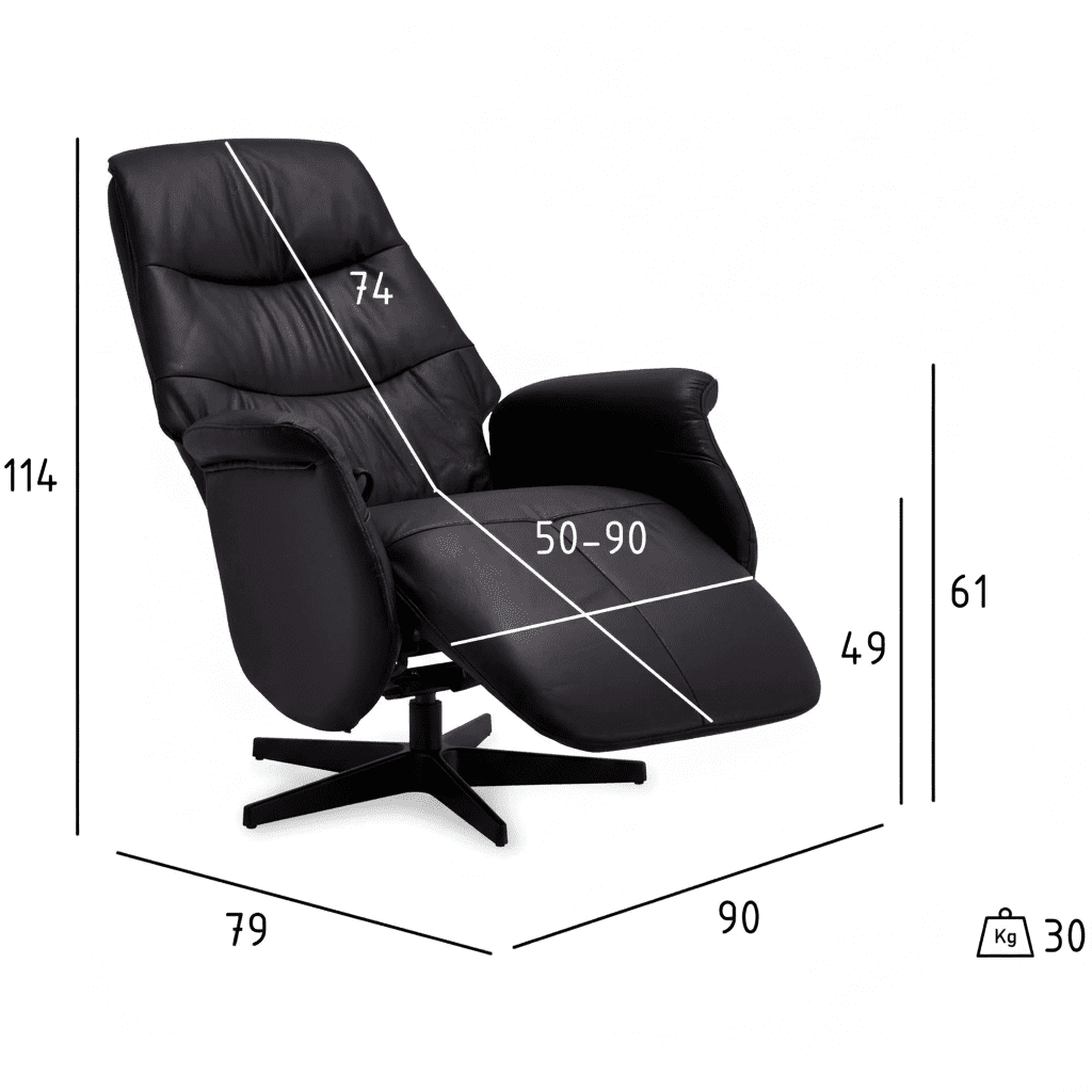 Manueller Relaxsessel - Echtleder/PVC Schwarz
