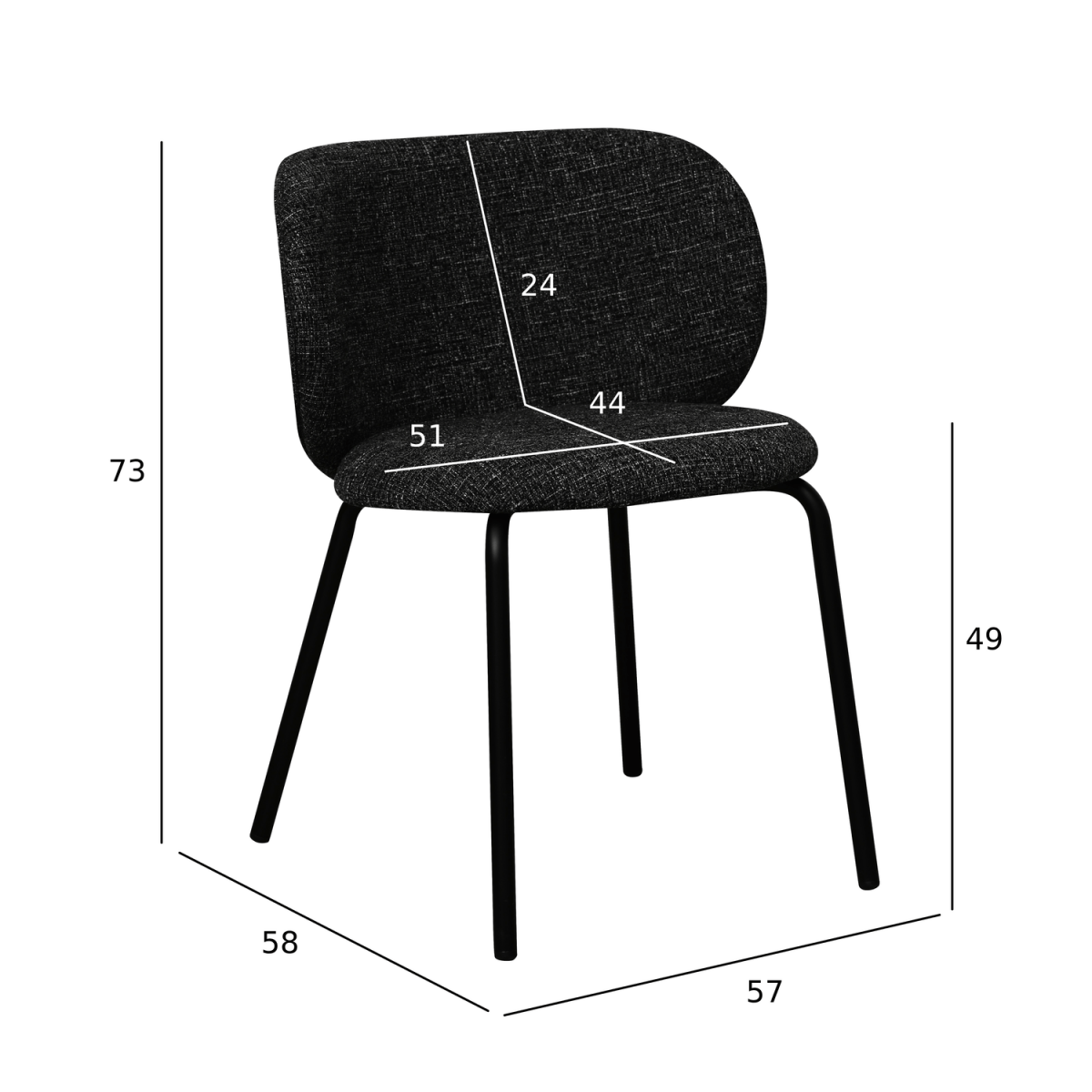 2er Set Esszimmerstühle - Schwarz