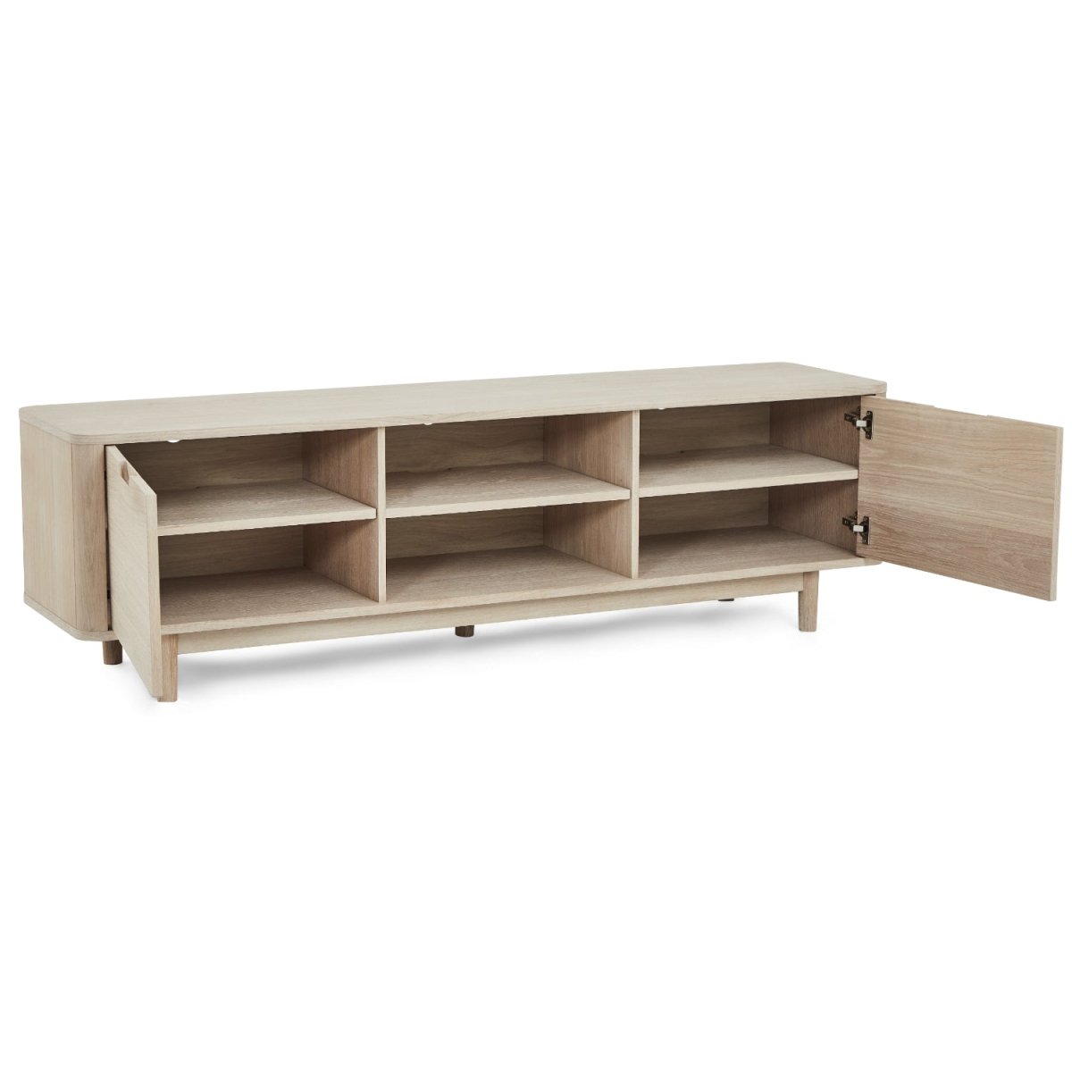 TV-Tisch mit 2 Türen - 180 cm breit - Eiche bianco