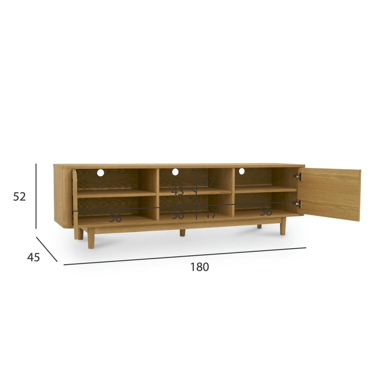 TV-Tisch mit 2 Türen - 180 cm breit - Wildeiche