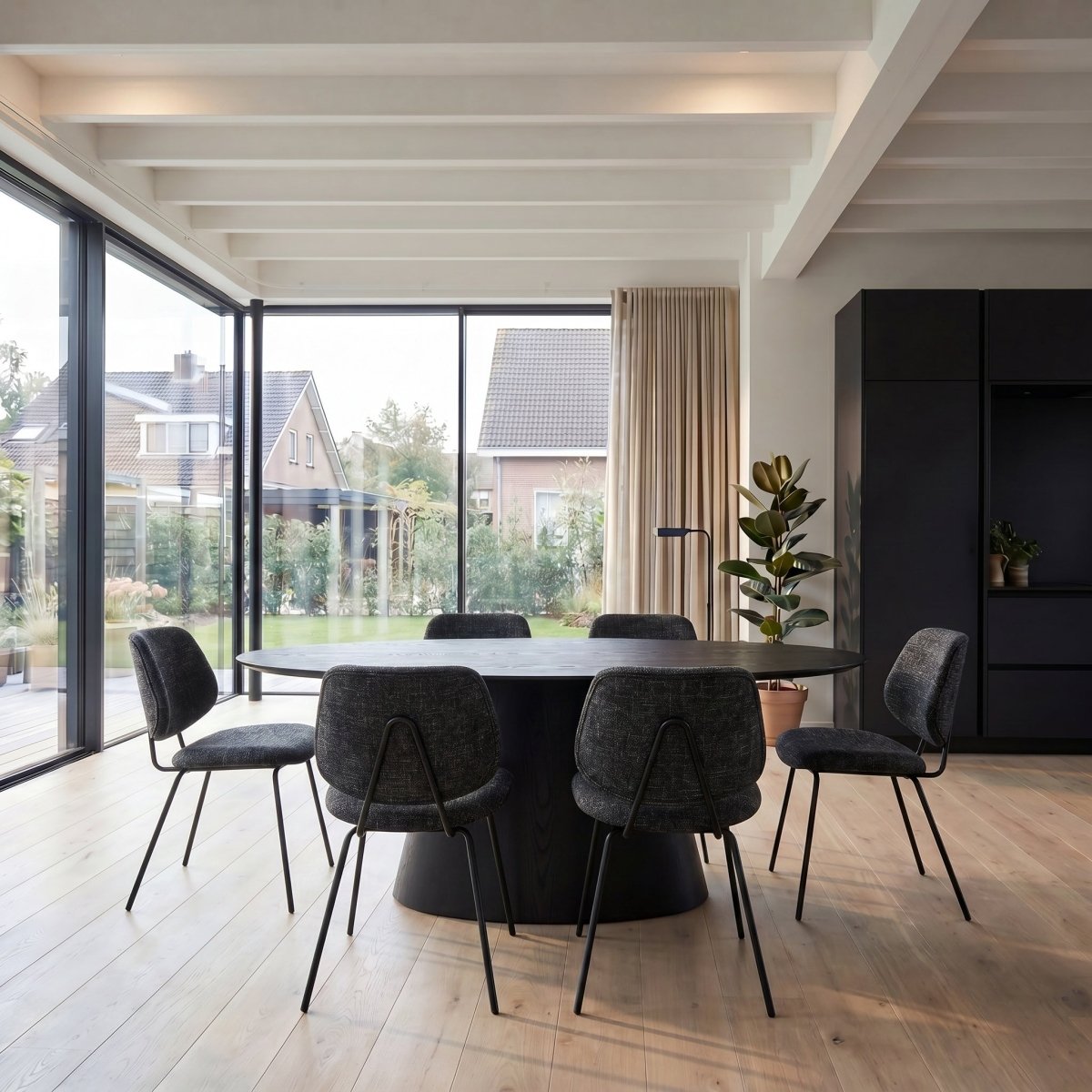Ovaler Esstisch 160x90 cm - Eiche Schwarz