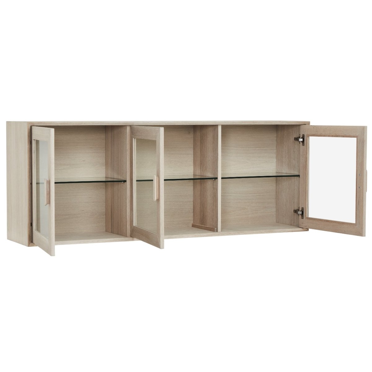 Wandschrank mit LED-Beleuchtung - 160 cm breit - Eiche bianco