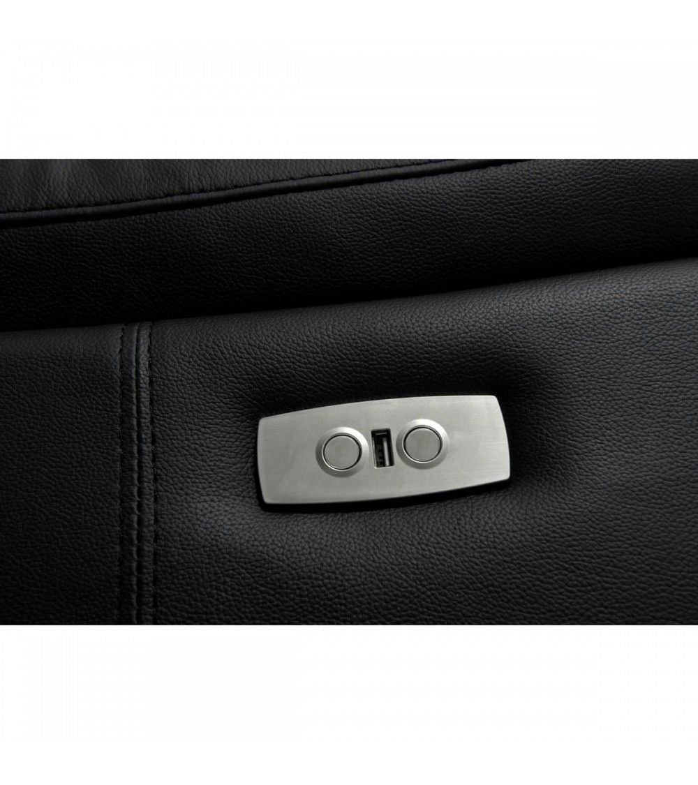 2-Sitzer Sofa - mit Elektrische Relaxfunktion, USB - Echtleder Schwarz