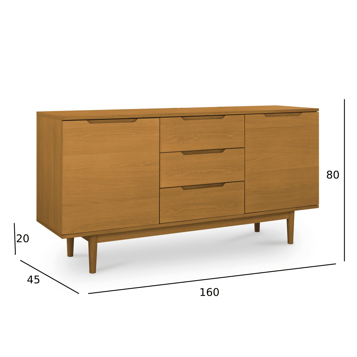 Sideboard 160 cm Wildeiche mit 2 Türen | ibbedesign
