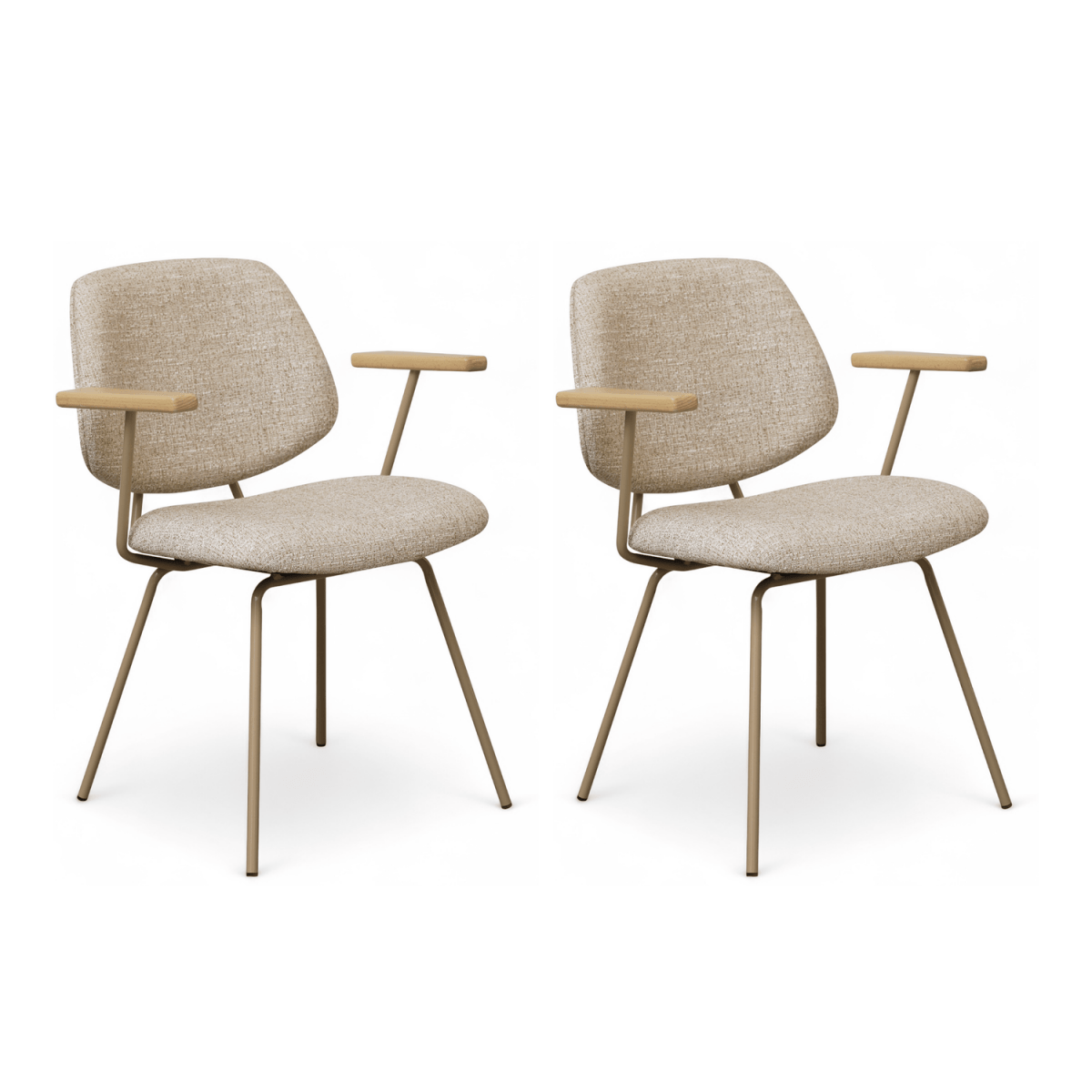 2er Set Esszimmerstühle mit Armlehne - Beige