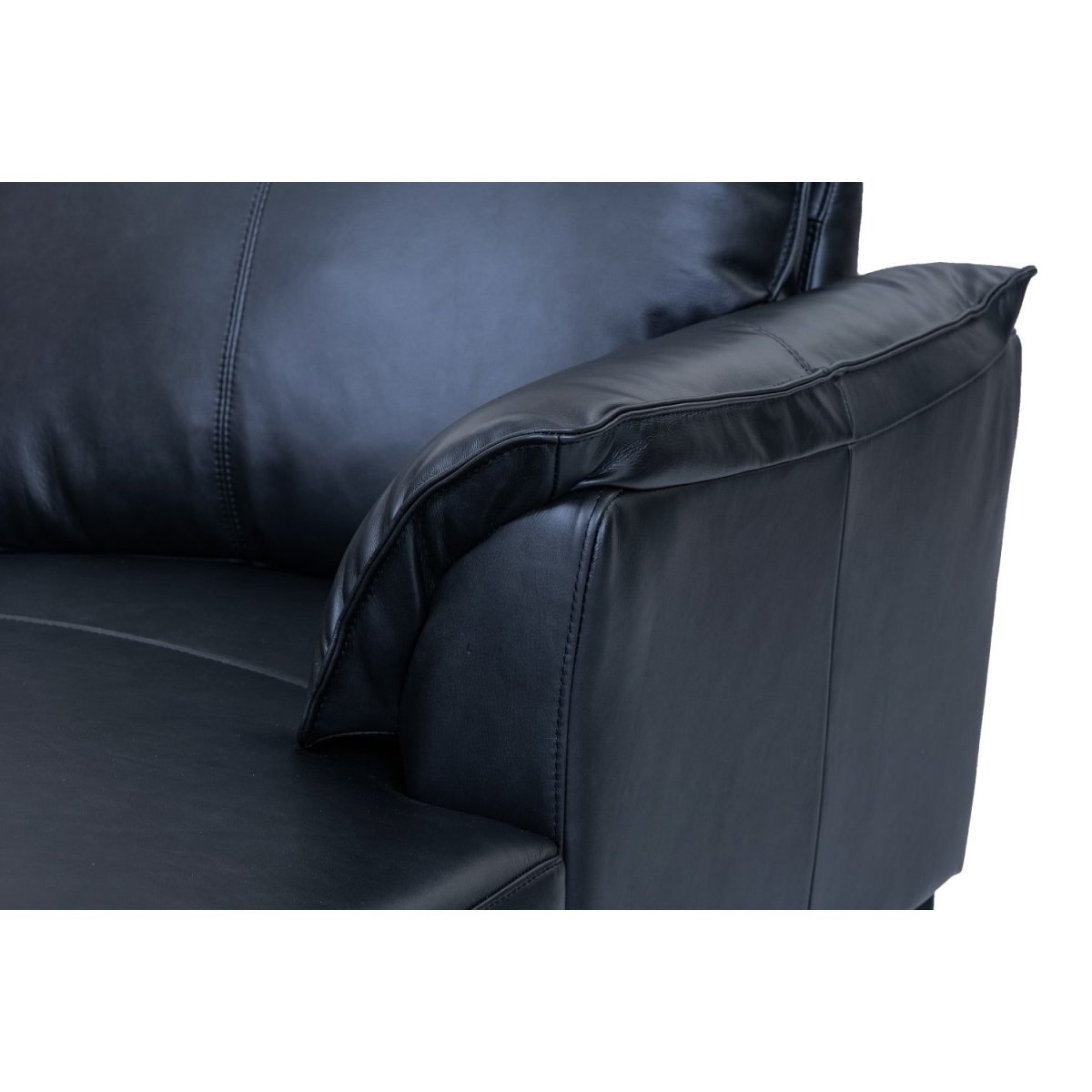 L-Form Ledersofa mit Ottomane Rechts - Echtleder Schwarz